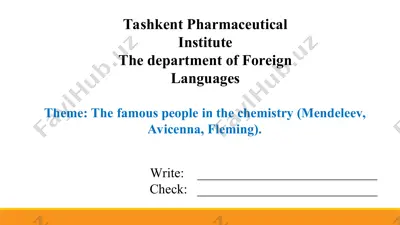 3.7. the famous people in the chemistry (mendeleev, avicenna, fleming).  taqdimot 13 bet — PPT
