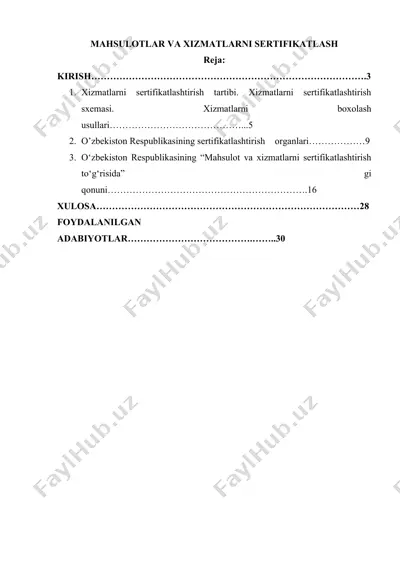 mahsulotlar va xizmatlarni sertifikatlashtirish — DOCX
