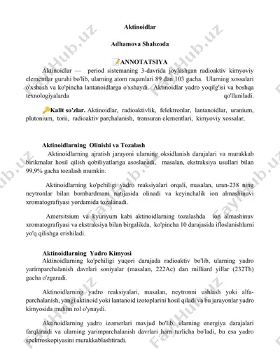 aktinoidlar — DOCX
