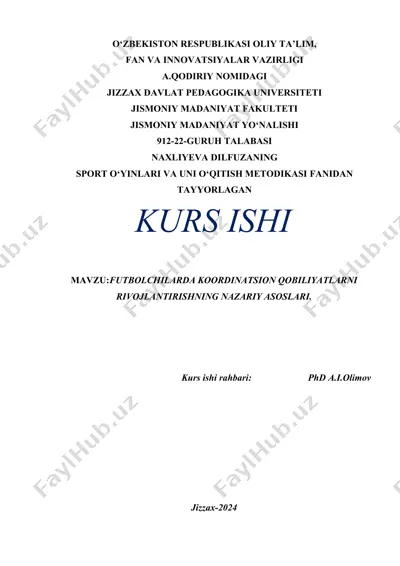 futbolchilarda koordinatsion qobiliyatlarni rivojlantirishning nazariy asoslari — DOCX