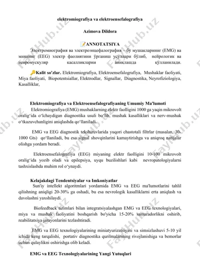 elektromiografiya va elektroensefalografiya — DOCX