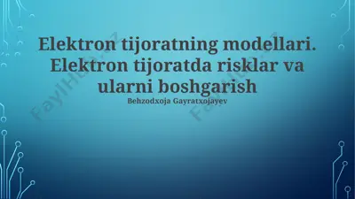 elektron tijorat modellari va risklarni boshqarish — PPTX