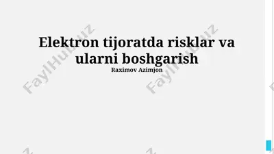 elektron tijoratda risklar va ularni boshqarish — PPTX