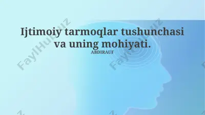 ijtimoiy tarmoqlar tushunchasi va funksiyalari — PPTX