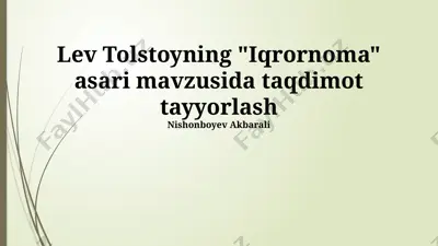 lev tolstoyning "iztirob" asari mavzusida taqdimot — PPTX