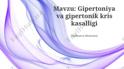 gipertoniya va gipertonik kriz kasalligi — PPTX