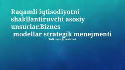biznes modellar strategik menejmenti — PPTX