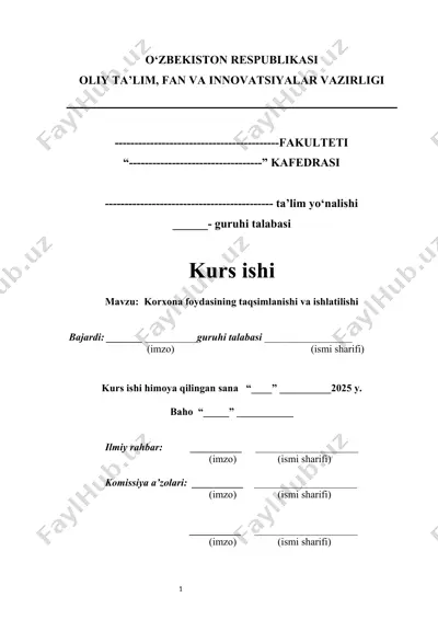 korxona foydasining taqsimlanishi va ishlatilishi — DOCX