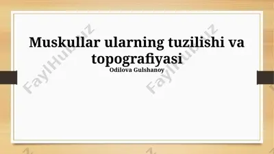 muskullar ularning tuzilishi va topografiyasi — PPTX