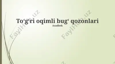 toʻgʻri oqimli bugʻ qozonlari — PPTX