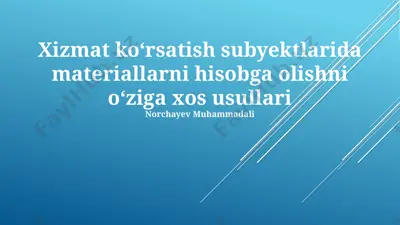tayyor mahsulotlar va xom ashyo zaxiralari hisoboti — PPTX
