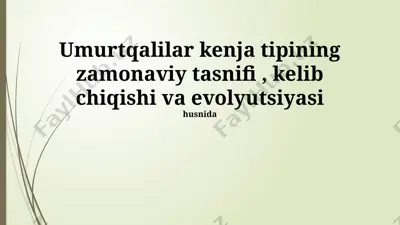 umurtqalilar kenja tipining zamonaviy tasnifi, kelib chiqishi va evolyutsiyasi — PPTX