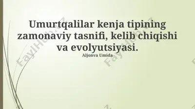 umurtqalilar kenja tipining zamonaviy tasnifi, kelib chiqishi va evolyutsiyasi — PPTX