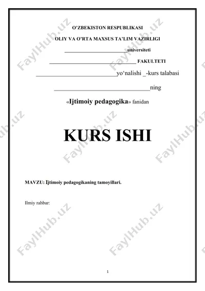 ijtimoiy pedagogikaning tamoyillari (kurs ishi) — DOCX