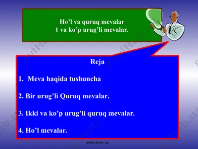 ho’l va quruq mevalar bir va ko’p urug’li mevalar — PPT