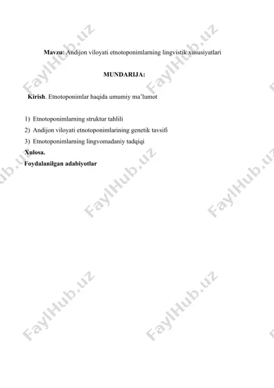 andijon viloyati etnotoponimlarning lingvistik xususiyatlari — DOCX