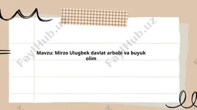 mirzo ulugbek davlat arbobi va buyuk olim — PPTX