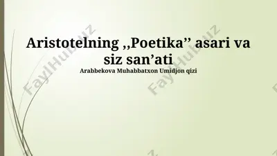 aristotelning “poetika” asari taqdimoti — PPTX