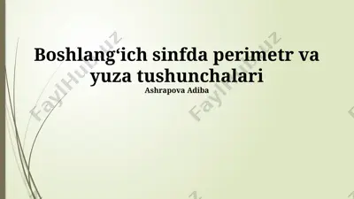boshlangʻich sinfda perimetr va yuza tushunchalari — PPTX