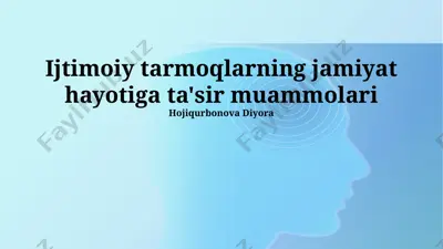 ijtimoiy tarmoqlarning jamiyat hayotiga ta'siri muammolari — PPTX