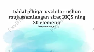 ishlab chiqaruvchilar uchun mujassamlangan sifat biqs ning 30 elementi — PPTX