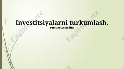 investitsiyalarni turkumlash — PPTX