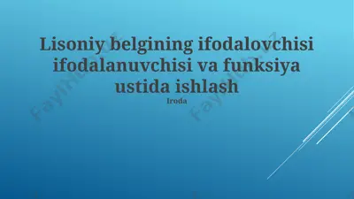 lisoniy belgining ifodalovchisi ifodalanuvchisi va funksiya ustida ishlash — PPTX