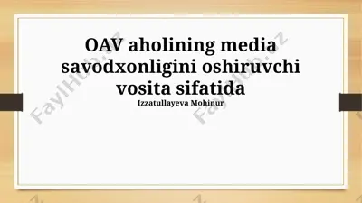 media savodxonligini oshirishga doir taqdimot — PPTX