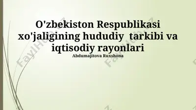 o'zbekiston respublikasi xo'jaligining hududiy tarkibi va iqtisodiy rayonlari — PPTX