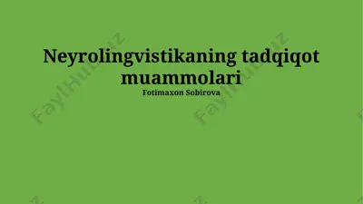 neyrolingvistikaning tadqiqot muammolari — PPTX