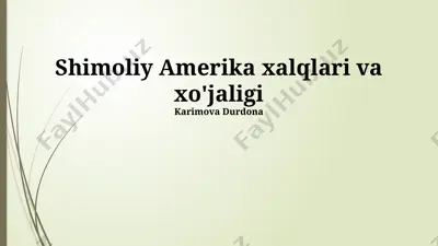 shimoliy amerika xalqlari va xo'jaligi — PPTX