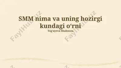 smm nima va uning hozirgi kundagi oʻrni — PPTX