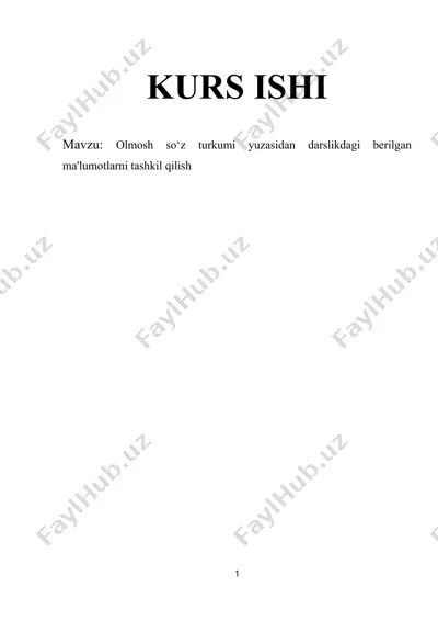 olmosh so‘z turkumi yuzasidan darslikdagi berilgan ma'lumotlarni tashkil qilish — DOCX