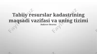 tabiiy resurslar kadastri tizimi — PPTX