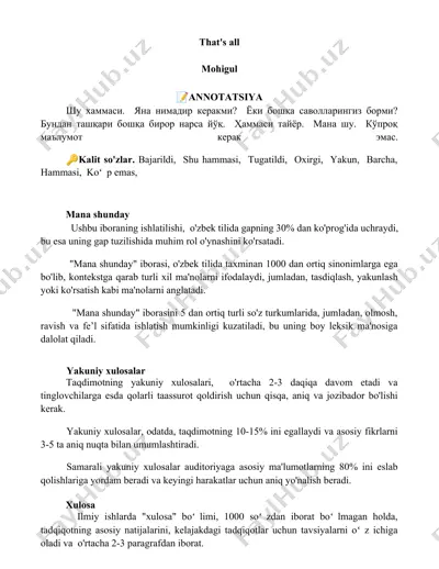 yakuniy taqdimot: "mana shunday" iborasi tahlili — DOCX