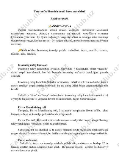 tasavvuf ta'limotida komil inson masalalari — DOCX