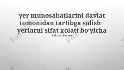 yer munosabatlarini davlat tomonidan tartibga solish — PPTX