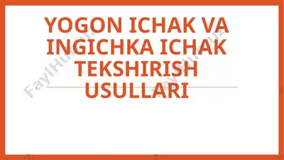 yogon ichak va ingichka ichak tekshirish usullari — PPTX