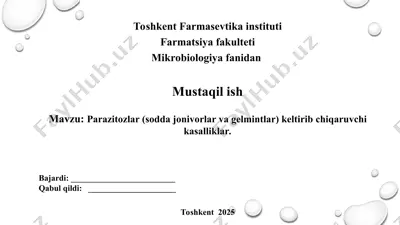 parazitozlar (sodda jonivorlar va gelmintlar) keltirib chiqaruvchi kasalliklar. taqdimot 16 bet. — PPT
