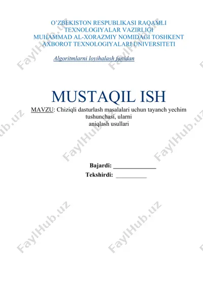 chiziqli dasturlash masalalari uchun tayanch yechim tushunchasi, ularni aniqlash usullari — DOCX