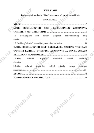 boshlang’ich sinflarda “gap” mavzusini o’rgatish metodikasi. — DOCX