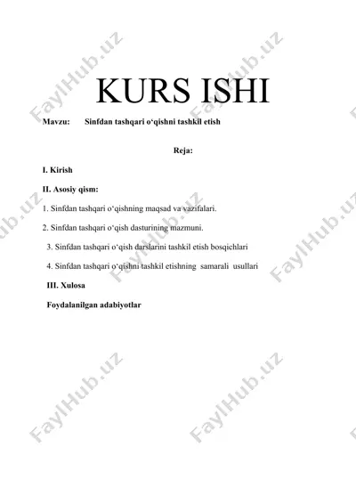 sinfdan tashqari o‘qishni tashkil etish — DOCX