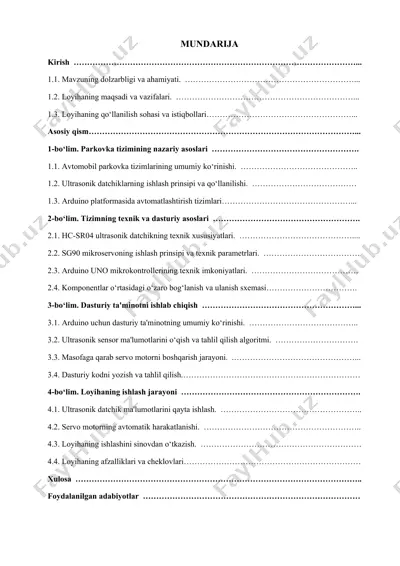 avtomobil parkovka tizimi — DOCX