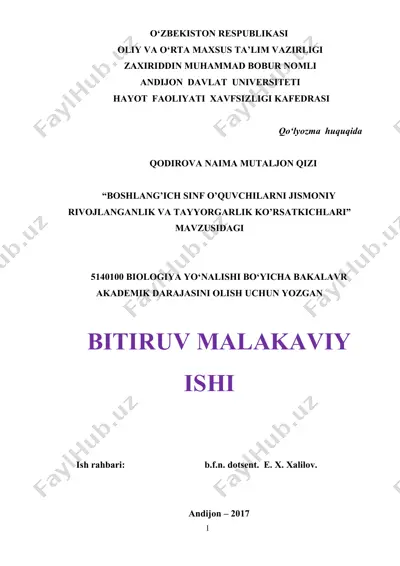boshlang’ich sinf o’quvchilarni jismoniy rivojlanganlik va tayyorgarlik ko‘rsatkichlari — DOCX