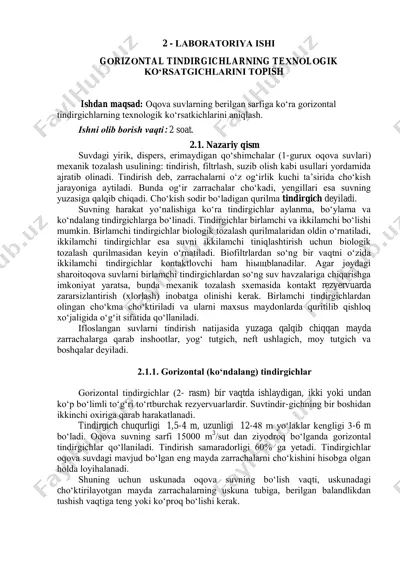 gorizontal tindirgichlarning texnologik ko‘rsatkichlarini topish bo‘yicha laboratoriya ishi — PDF