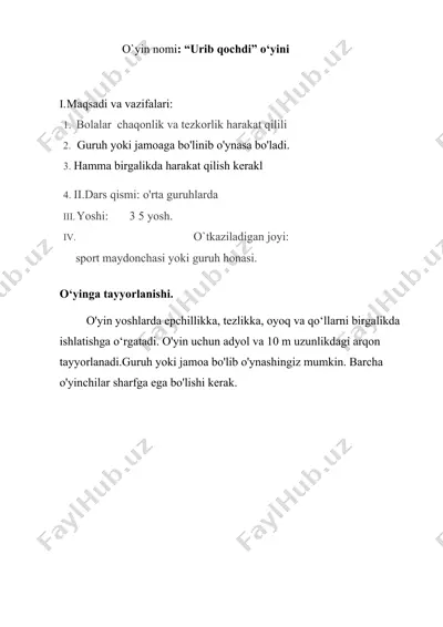 urib qochdi o‘yini — DOCX