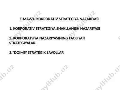 korporativ strategiya nazariyasi — PPTX