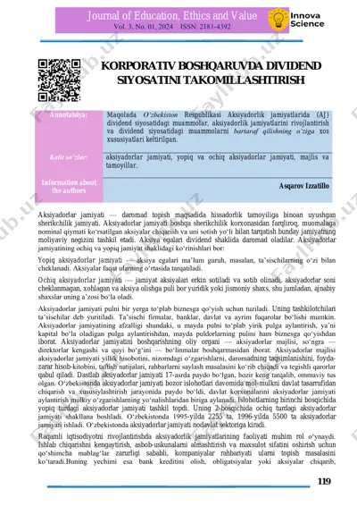 korporativ boshqaruvda dividend siyosatini takomillashtirish — PDF