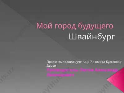 мой город будущего швайнбург — PPTX