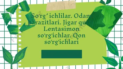 soʻrgʼichlilar. odam parazitlari. jigar qurti. lentasimon soʻrgʻichlar. qon soʻrgʻichlari — PPTX